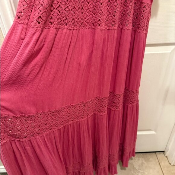New Free People Mauve Maxi Flutter Sleeve Dress medium oversized cotton pockets - Picture 8 of 10